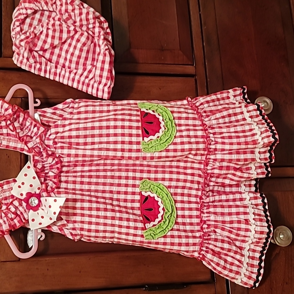 🔵18 months toddler watermelon dress and diaper cover